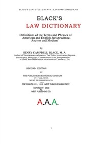 블랙 로 법률 사전의 A 단어 (BLACK'S LAW DICTIONARY, A ,BY HENRY CAMPBELL BLACK) (체험판)